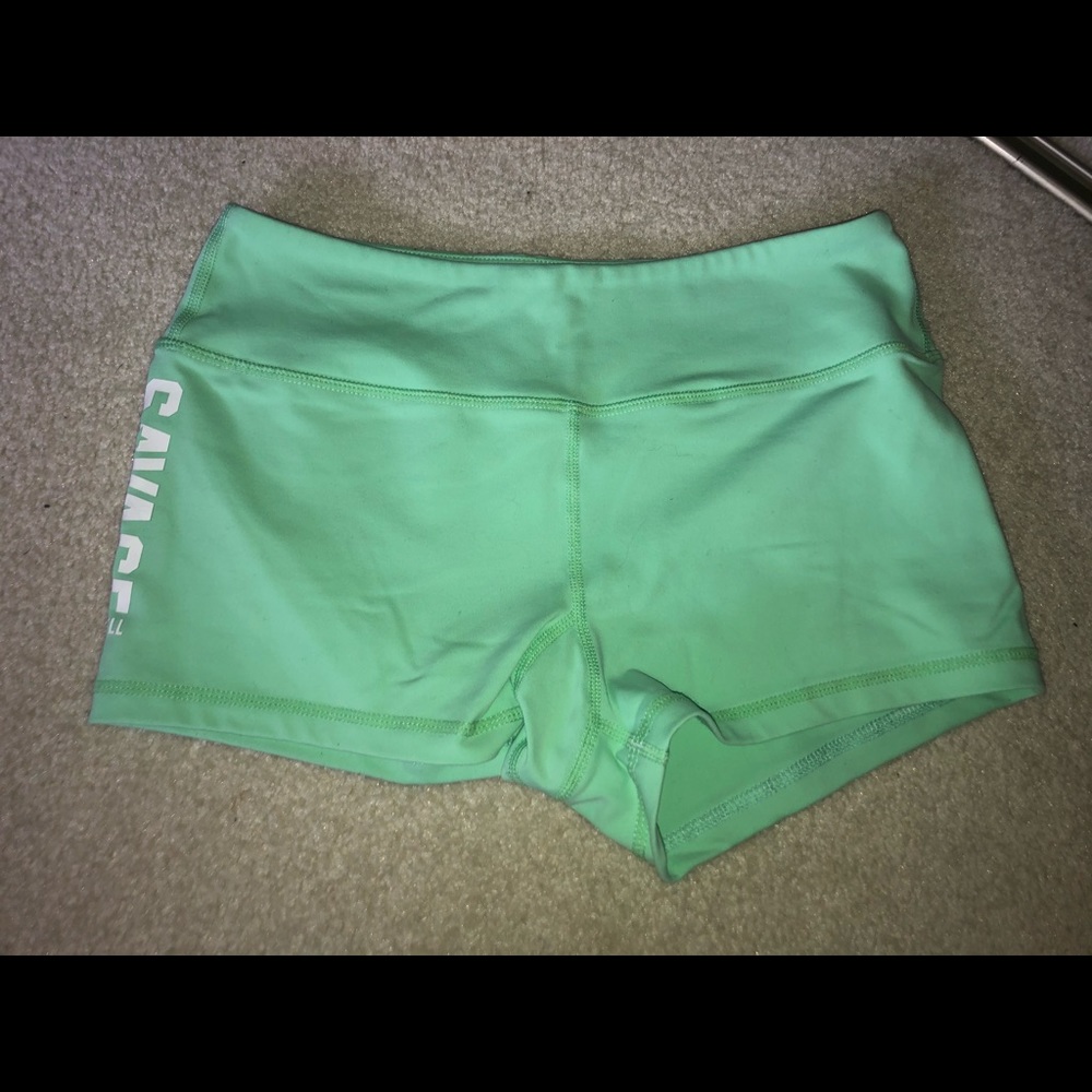 Green savage barbell shorts